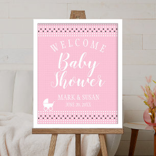 Póster Poster de bienvenida de Baby Shower con Stroller p