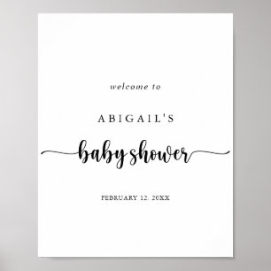Póster Poster de bienvenida de Baby Shower de caligrafía 