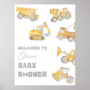 Póster Poster de bienvenida de Baby Shower de construcció