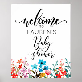 Póster Poster de bienvenida de Baby Shower de las flores