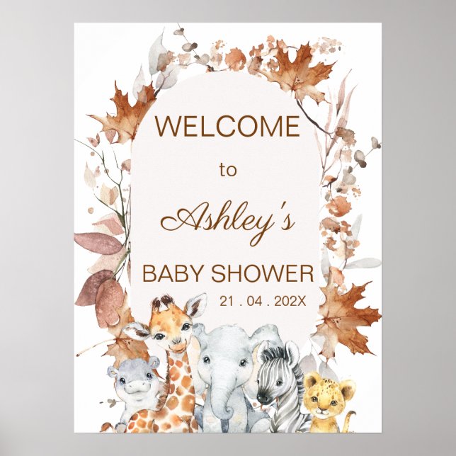 Póster Poster de bienvenida de Baby Shower de otoño en Sa (Frente)