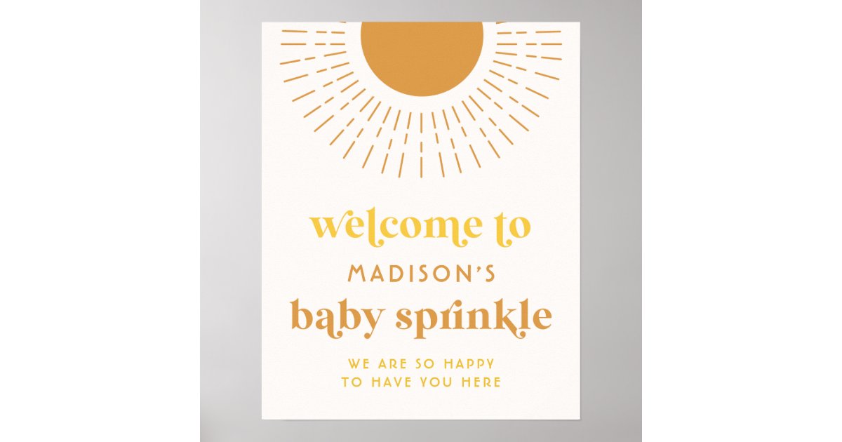Póster Poster de bienvenida de Baby Shower de Sun | Zazzle.es