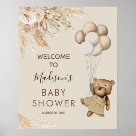 Póster Poster de bienvenida de Baby Shower de Teddy Bear
