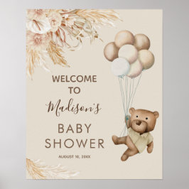 Póster Poster de bienvenida de Baby Shower de Teddy Bear