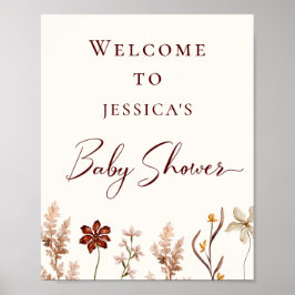 Póster Poster de bienvenida de Baby Shower de Wildflower 