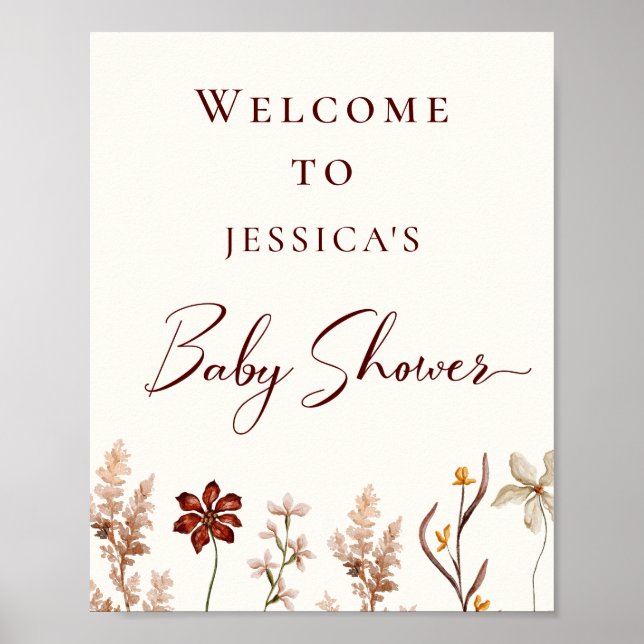 Póster Poster de bienvenida de Baby Shower de Wildflower  (Frente)