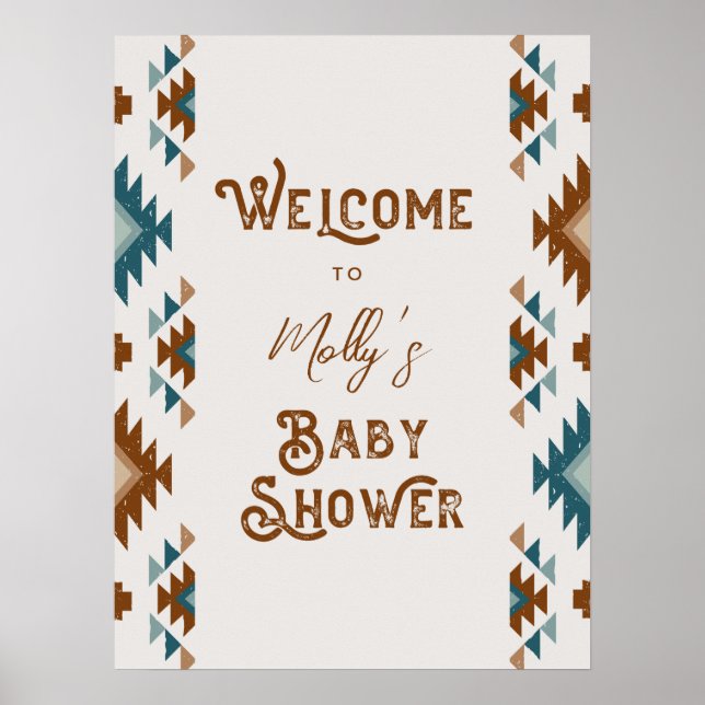 Póster Poster de bienvenida de Baby Shower del suroeste (Frente)