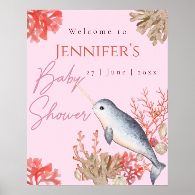 Póster Poster de bienvenida de Baby Shower en el bonito o (Frente)