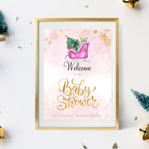Póster Poster de bienvenida de Baby Shower en invierno de