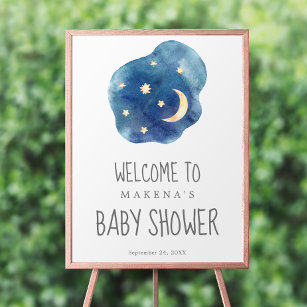 Póster Poster de bienvenida de Baby Shower Moon and Stars