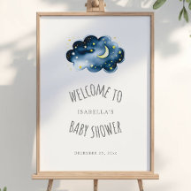 Poster de bienvenida de Baby Shower Moon and Stars