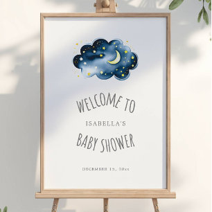 Póster Poster de bienvenida de Baby Shower Moon and Stars