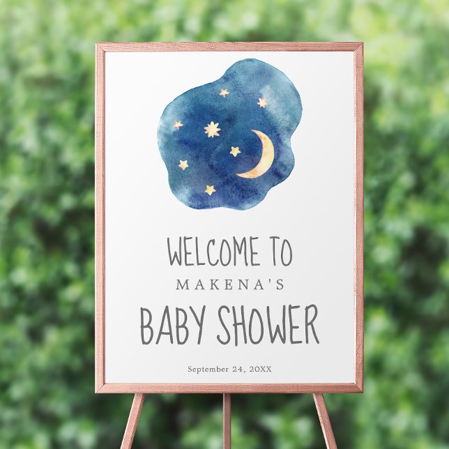 Póster Poster de bienvenida de Baby Shower Moon and Stars (Subido por el creador)