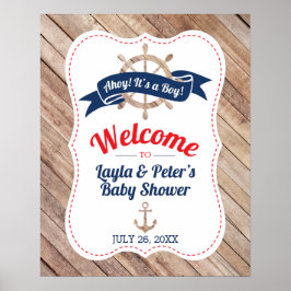 Póster Poster de bienvenida de Baby Shower Nautical