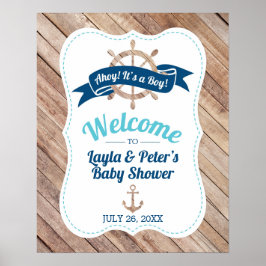 Póster Poster de bienvenida de Baby Shower Nautical
