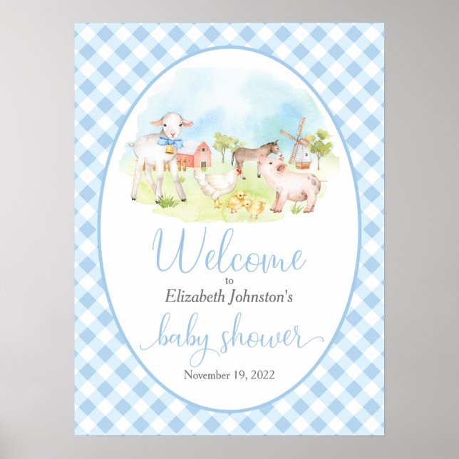 Póster Poster de bienvenida de Baby Shower para animales  (Frente)