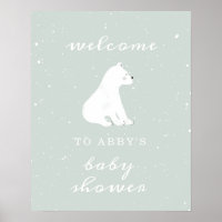 Poster de bienvenida de Baby Shower Polar Bear Blu