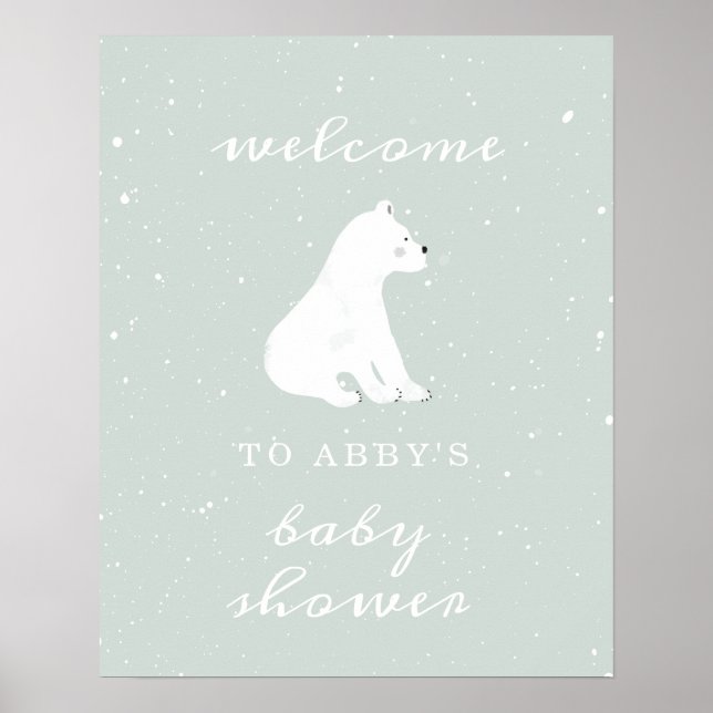 Póster Poster de bienvenida de Baby Shower Polar Bear Blu (Frente)