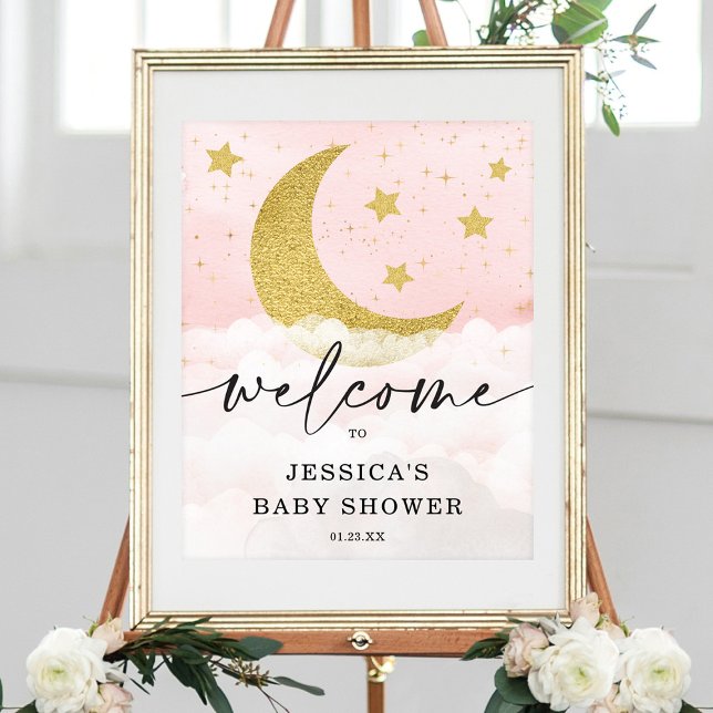 Póster Poster De Bienvenida De Baby Shower Rosa Sobre La  (Subido por el creador)
