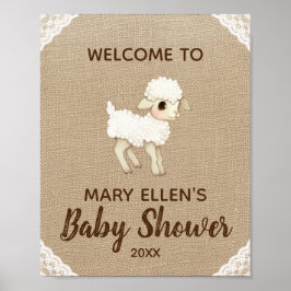 Póster Poster de bienvenida de Baby Shower Rustic Burlap 