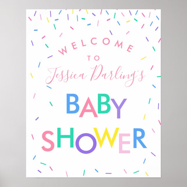 Póster Poster de bienvenida de Baby Shower Sprinkle (Frente)