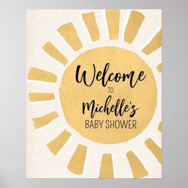 Póster Poster de bienvenida de Baby Shower Sunshine (Frente)