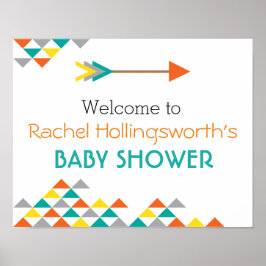 Póster Poster de bienvenida de Baby Shower Trendy Tribal 