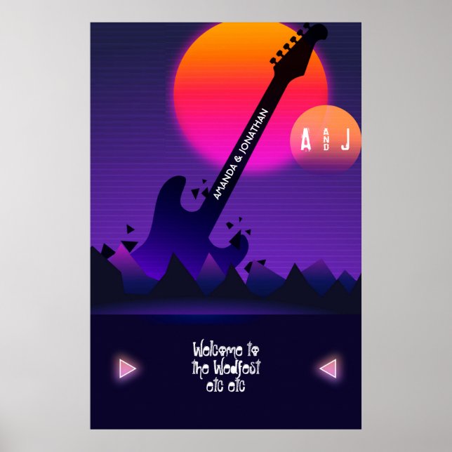 Póster Poster de bienvenida de Boda de rock y rollo (Frente)