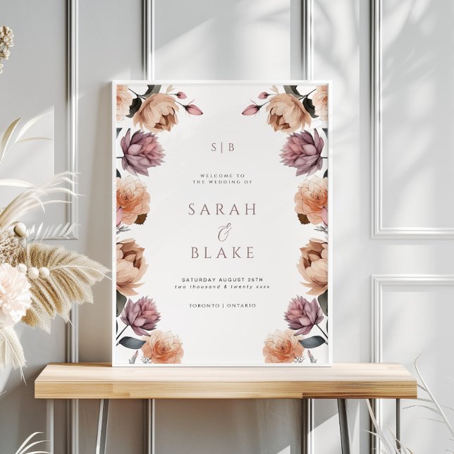 Póster Poster de bienvenida de Boho Purple Pink Floral Bo (Subido por el creador)