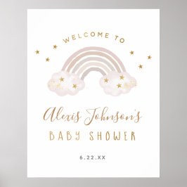 Póster Poster de bienvenida de Boho Rainbow Baby Shower