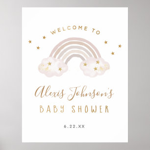 Póster Poster de bienvenida de Boho Rainbow Baby Shower