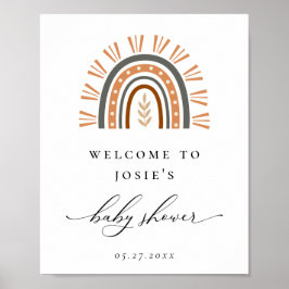 Póster Poster de bienvenida de Boho Rainbow Baby Shower
