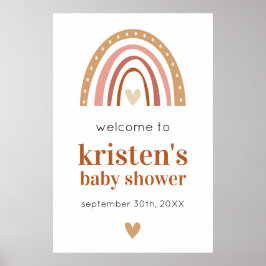 Póster Poster de bienvenida de Boho Rainbow Baby Shower