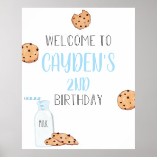 Póster Poster de bienvenida de cumpleaños azul para leche