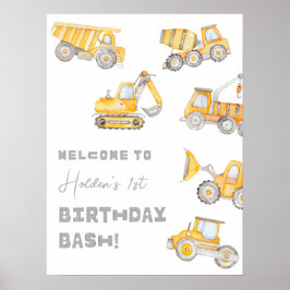 Póster Poster de bienvenida de cumpleaños de construcción