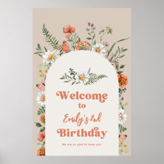 Póster Poster de bienvenida de cumpleaños de Flor silvest
