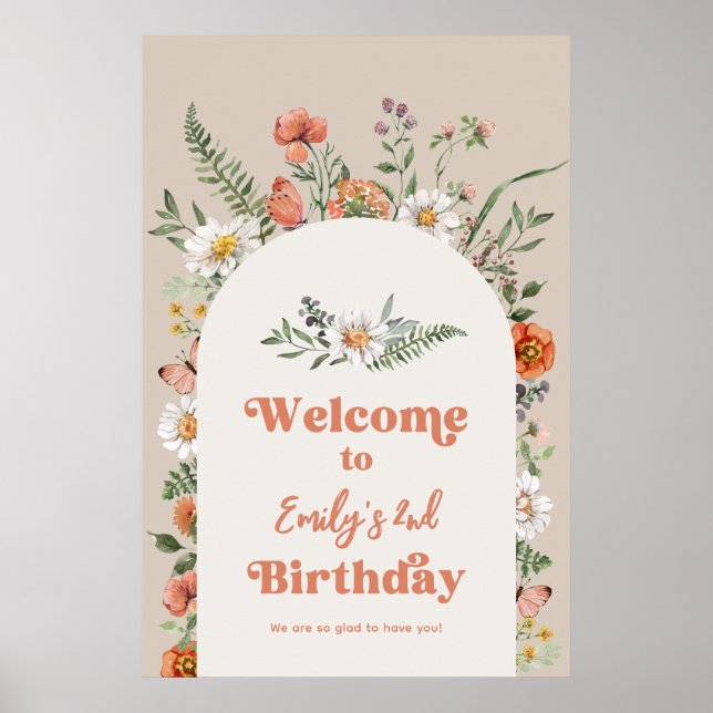 Póster Poster de bienvenida de cumpleaños de Flor silvest (Frente)