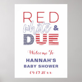 Póster Poster de bienvenida de Fiesta Baby Shower rojo bl