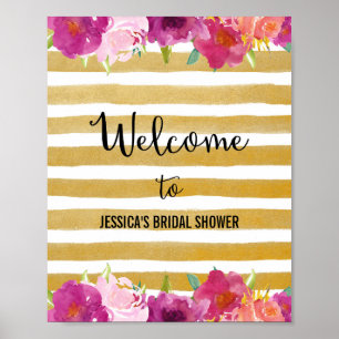 Póster Poster de bienvenida de flores rosas