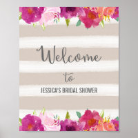 Poster de bienvenida de flores rosas