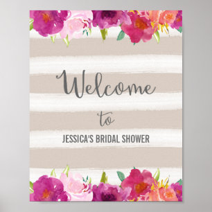 Póster Poster de bienvenida de flores rosas