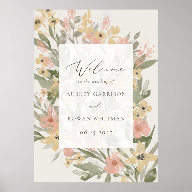 Póster Poster de bienvenida de Garden Flourish Boda (Frente)
