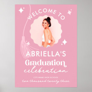 Póster Poster de bienvenida de graduación rosa moderno y 