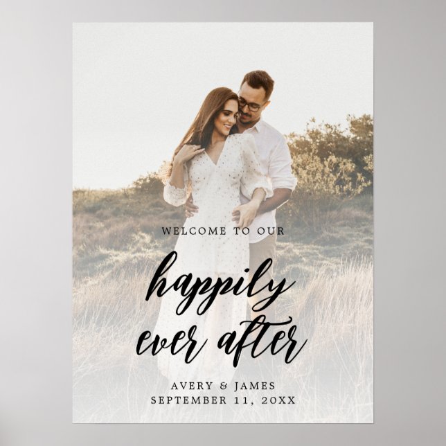 Póster Poster de bienvenida de la boda elegante fotográfi (Frente)