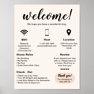 Póster Poster de bienvenida de la casa de alquiler de vac