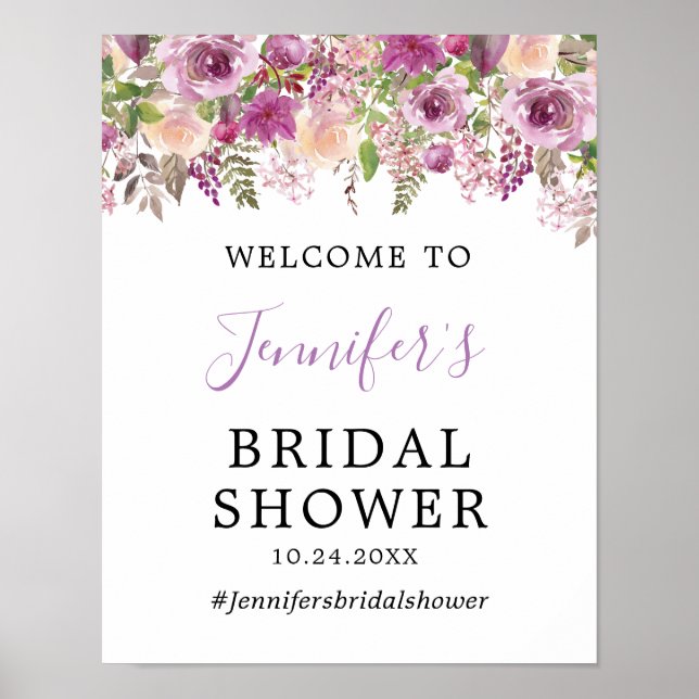 Póster Poster De Bienvenida De La Ducha Bridal De Floral  (Frente)