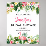 Póster Poster De Bienvenida De La Ducha Bridal Flamingo T<br><div class="desc">Personalizado Tropical Leaves Bridal Shower Poster de bienvenida para su día de bodas!</div>