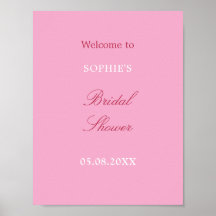 Poster De Bienvenida De La Ducha Magenta Rosa
