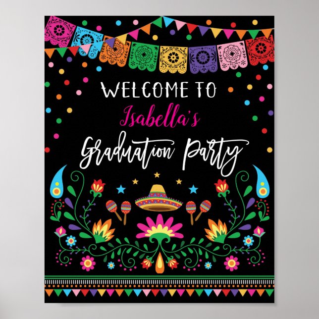 Póster Poster de bienvenida de la fiesta mexicana de grad (Frente)