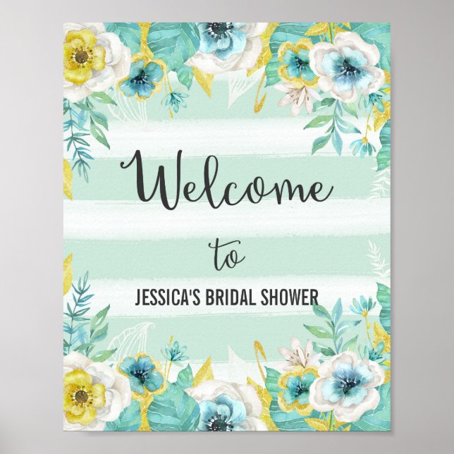 Póster Poster de bienvenida de las flores azules (Frente)